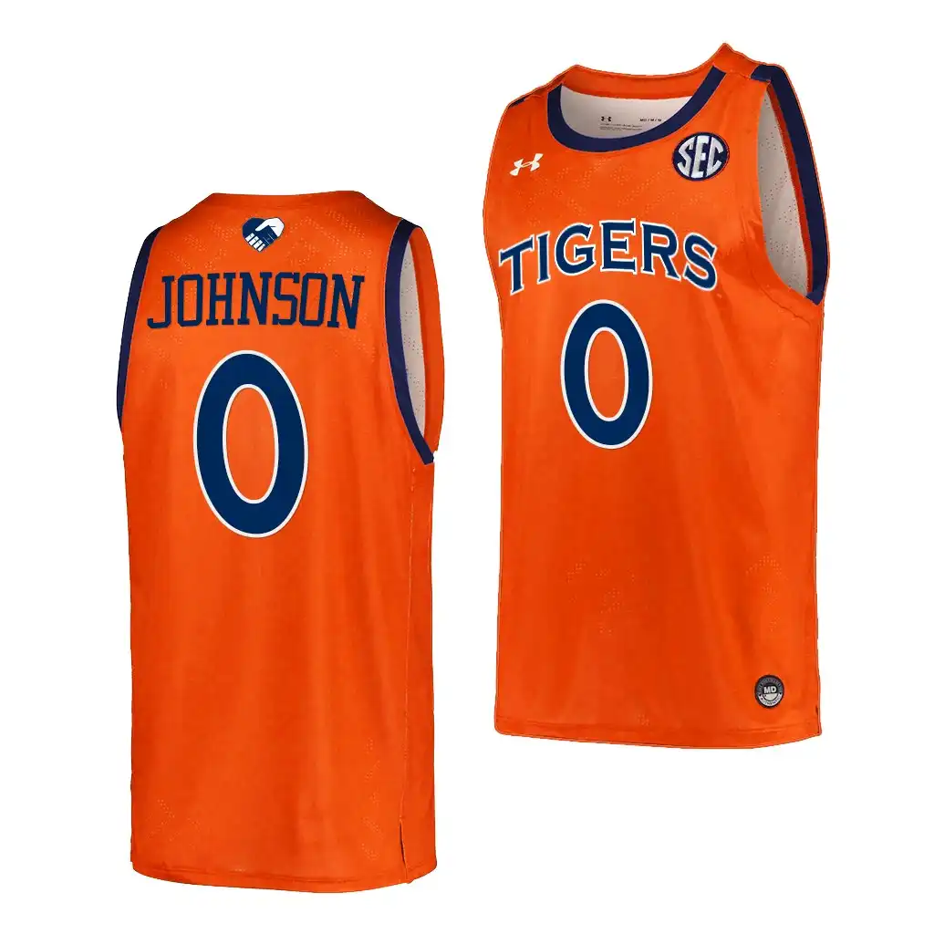 Auburn Tigers K.D. Johnson Men's #0 Unite As One 2022 Orange Stitched College Basketball Jersey