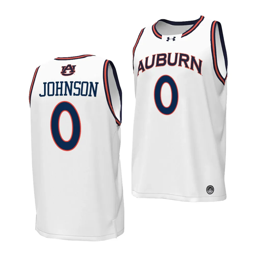 Auburn Tigers K.D. Johnson Men's #0 White 2023-24 Stitched College Basketball Jersey