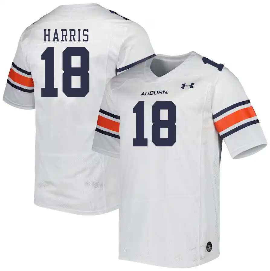 Auburn Tigers Kaleb Harris Men's #18 White Stitched College Football Jersey