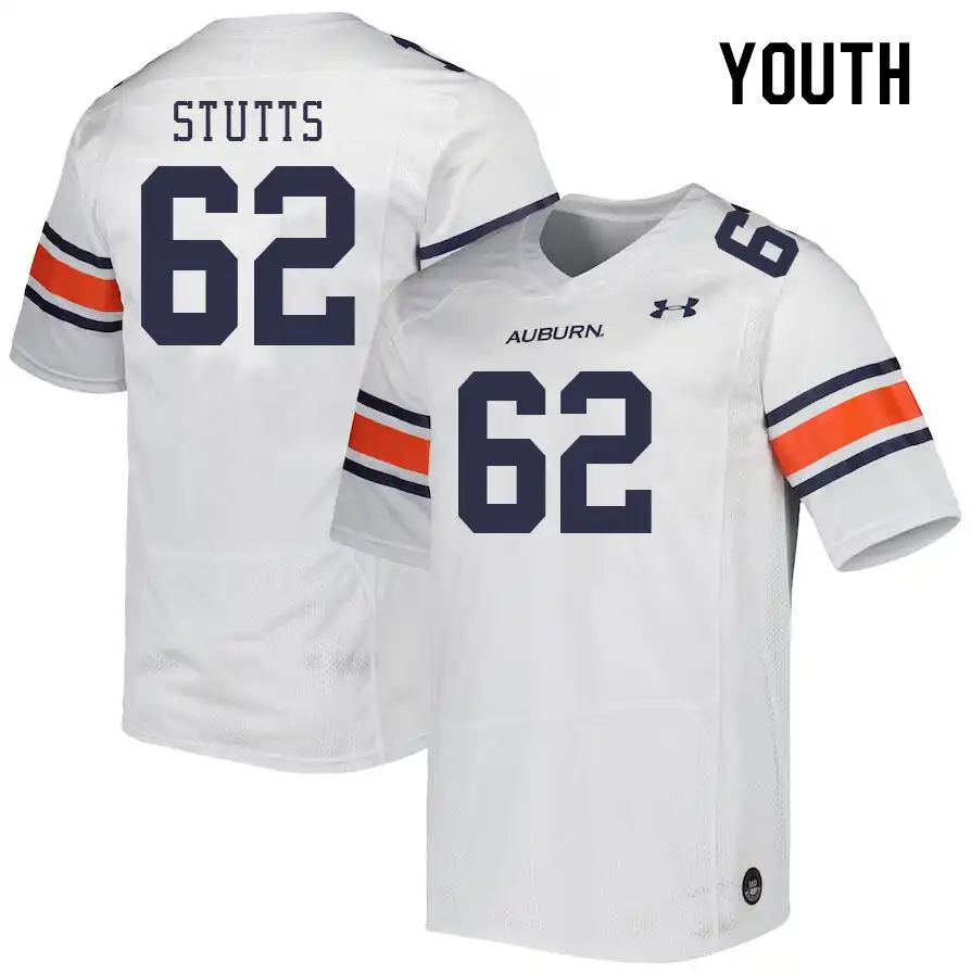 Auburn Tigers Kam Stutts Youth #62 White Stitched College Football Jersey