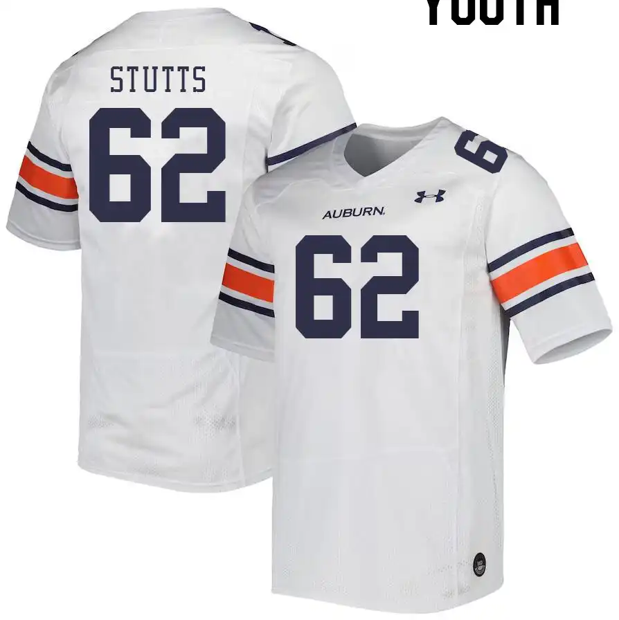 Auburn Tigers Kameron Stutts Youth #62 White Stitched College Football Jersey