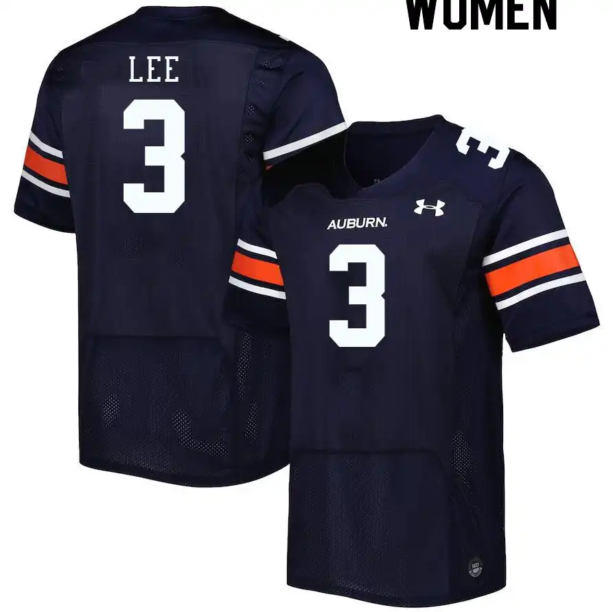 Auburn Tigers Kayin Lee Women's #3 Navy Stitched College Football Jersey