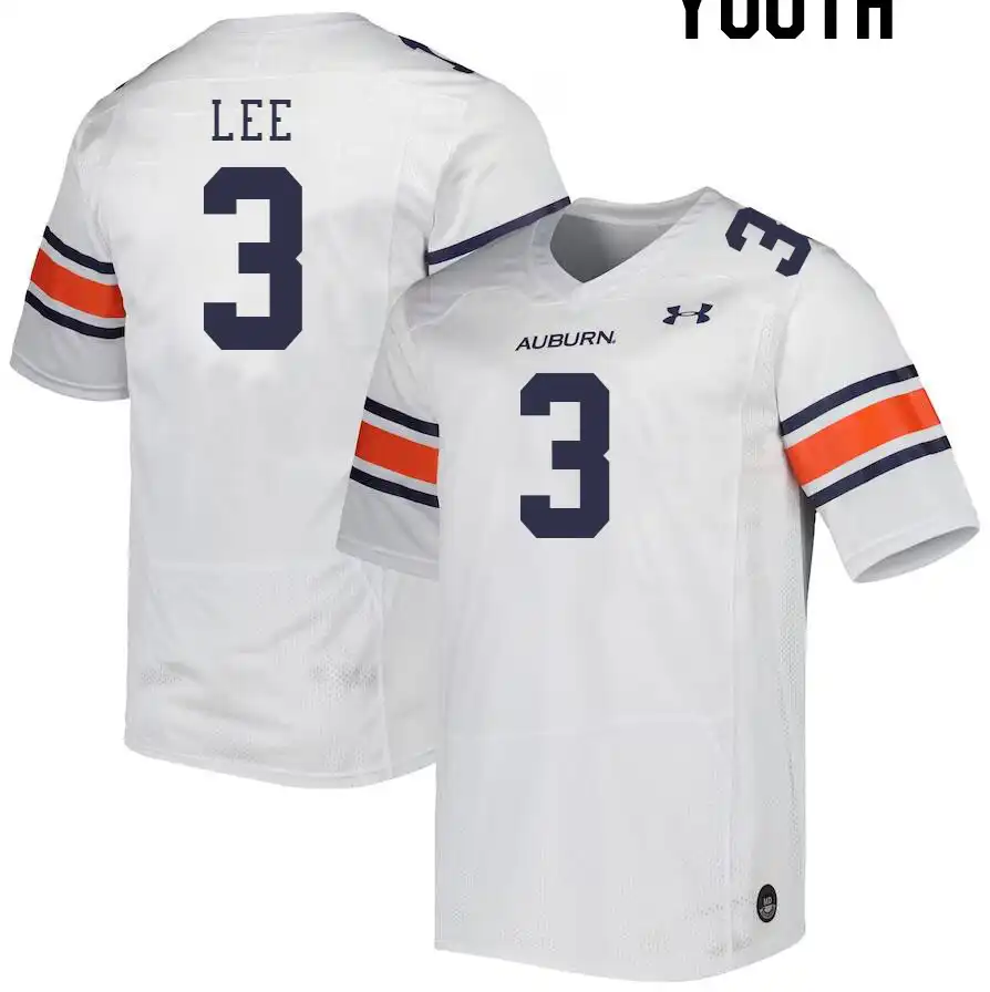 Auburn Tigers Kayin Lee Youth #3 White Stitched College Football Jersey