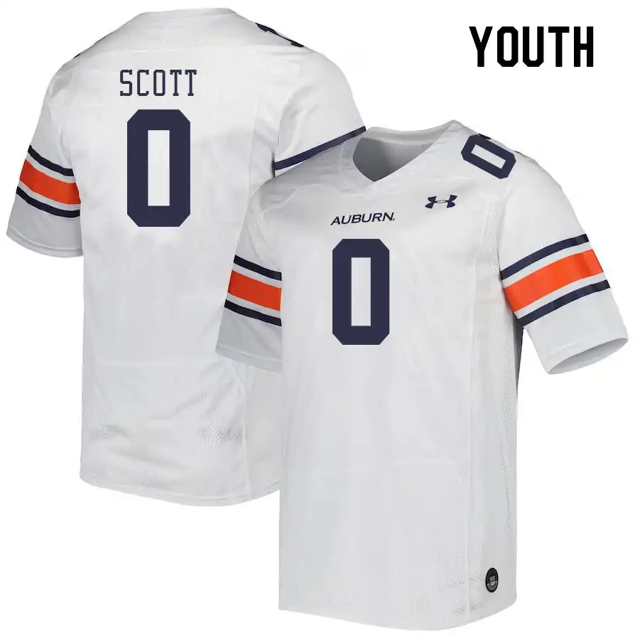 Auburn Tigers Keionte Scott Youth #0 White Stitched College Football Jersey