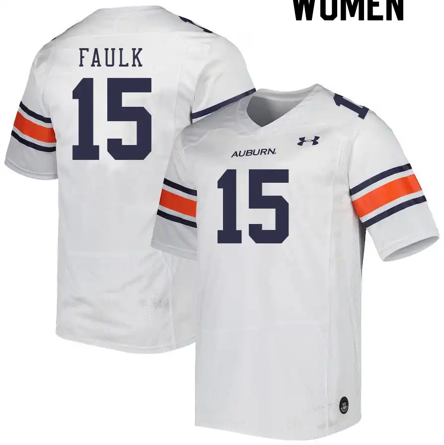 Auburn Tigers Keldric Faulk Women's #15 White Stitched College Football Jersey