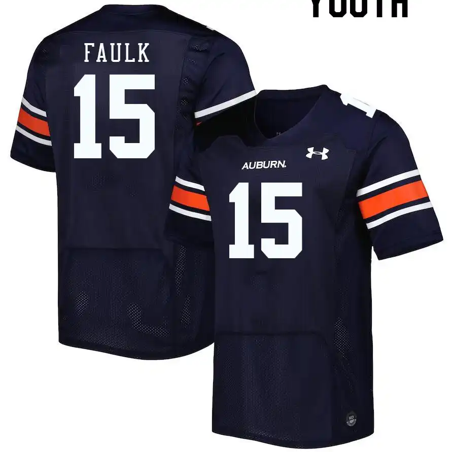 Auburn Tigers Keldric Faulk Youth #15 Navy Stitched College Football Jersey