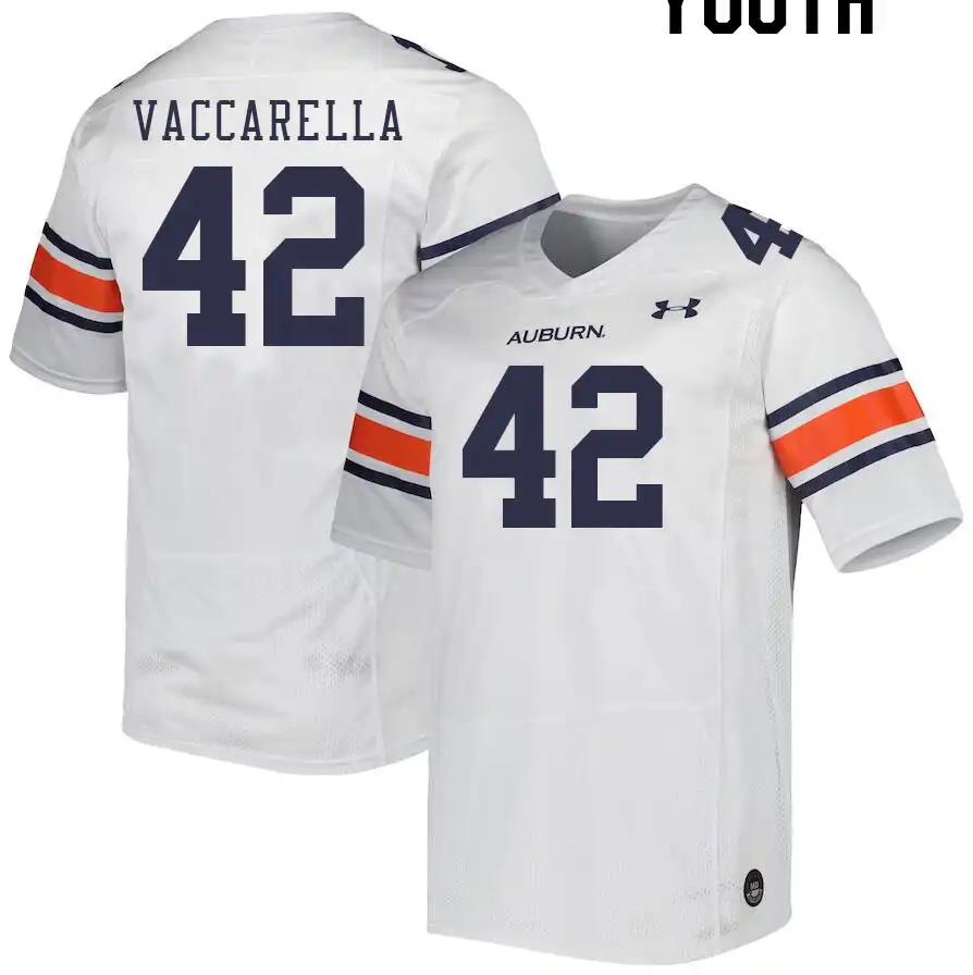 Auburn Tigers Kyle Vaccarella Youth #42 White Stitched College Football Jersey