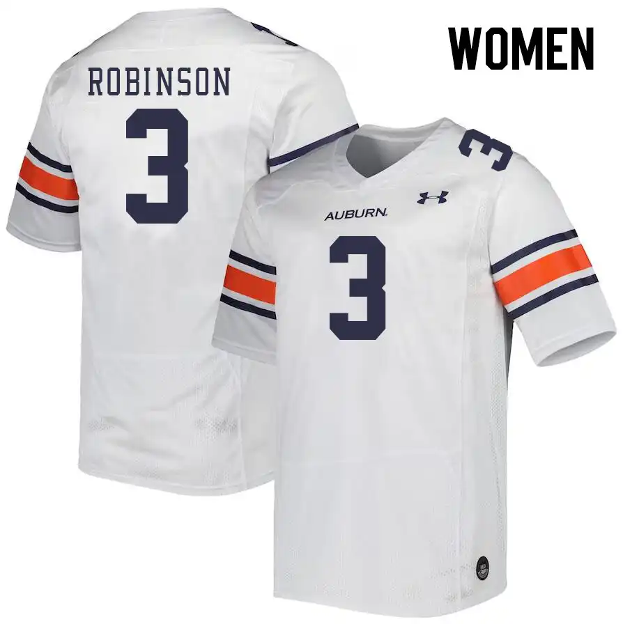 Auburn Tigers Laquan Robinson Women's #3 White Stitched College Football Jersey