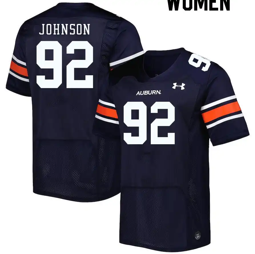 Auburn Tigers Lawrence Johnson Women's #92 Navy Stitched College Football Jersey