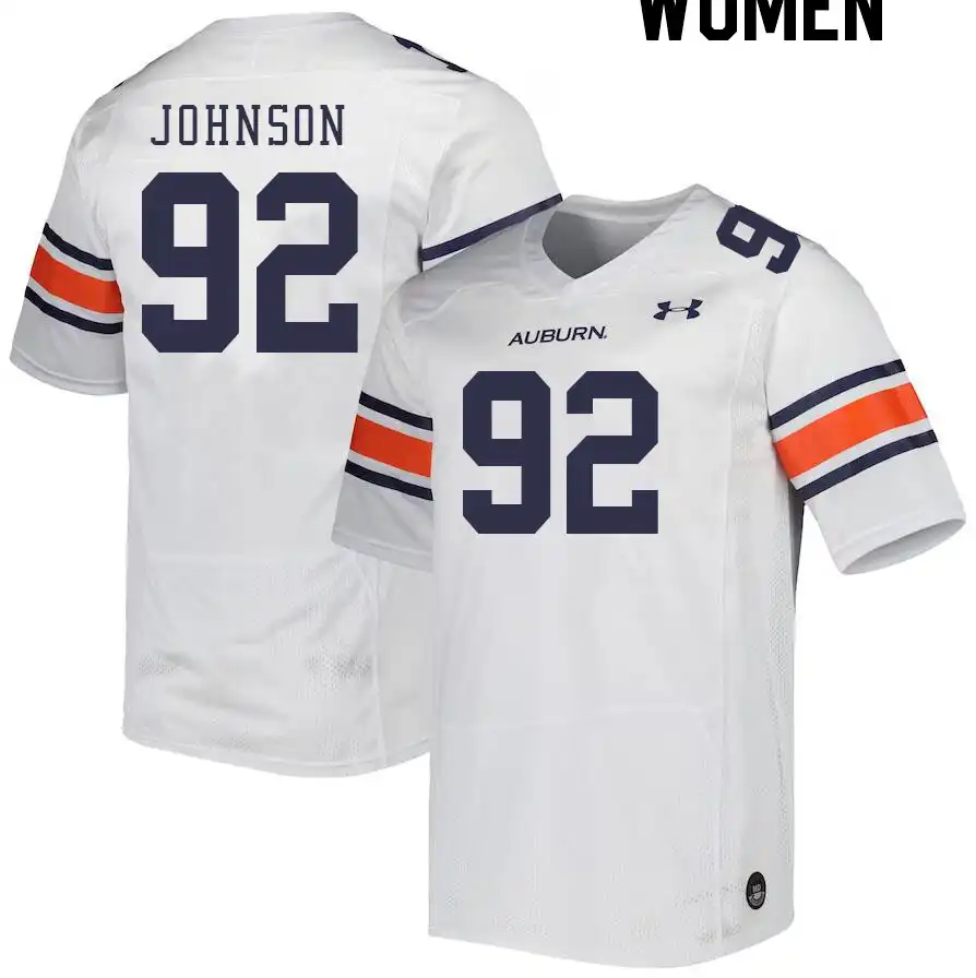 Auburn Tigers Lawrence Johnson Women's #92 White Stitched College Football Jersey