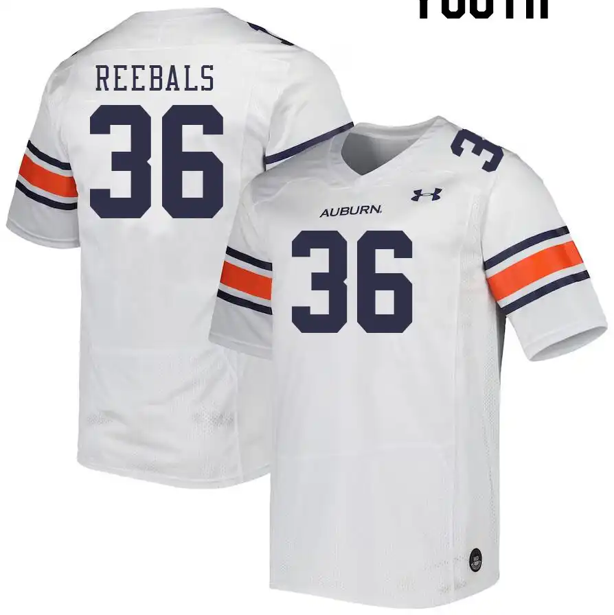 Auburn Tigers Luke Reebals Youth #36 White Stitched College Football Jersey