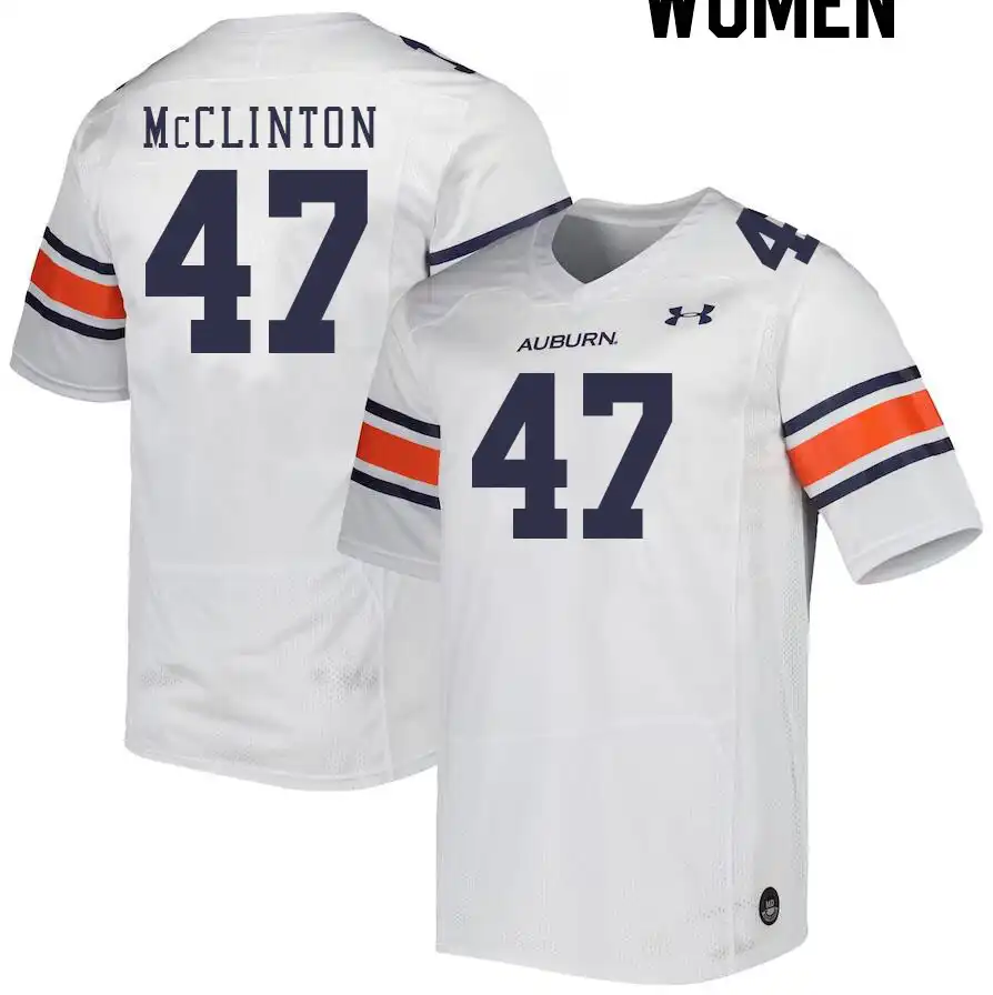 Auburn Tigers Mac McClinton Women's #47 White Stitched College Football Jersey