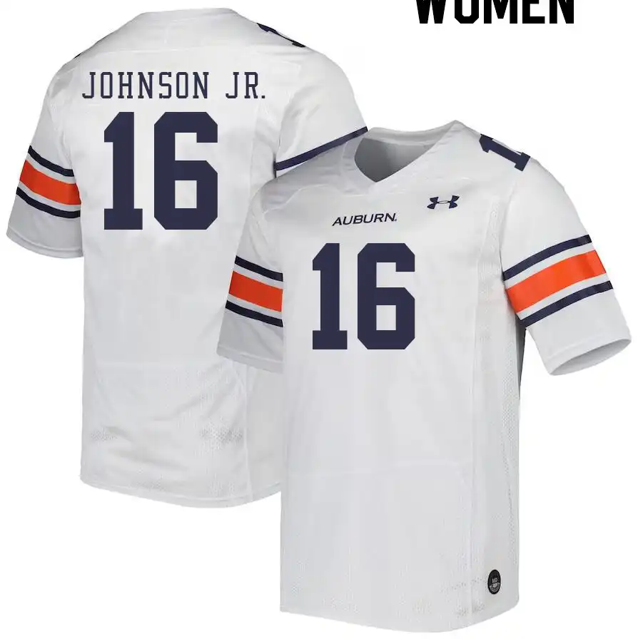 Auburn Tigers Malcolm Johnson Jr. Women's #16 White Stitched College Football Jersey