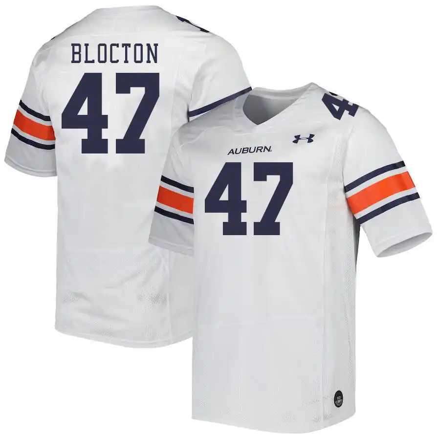 Auburn Tigers Malik Blocton Men's #47 White Stitched College Football Jersey