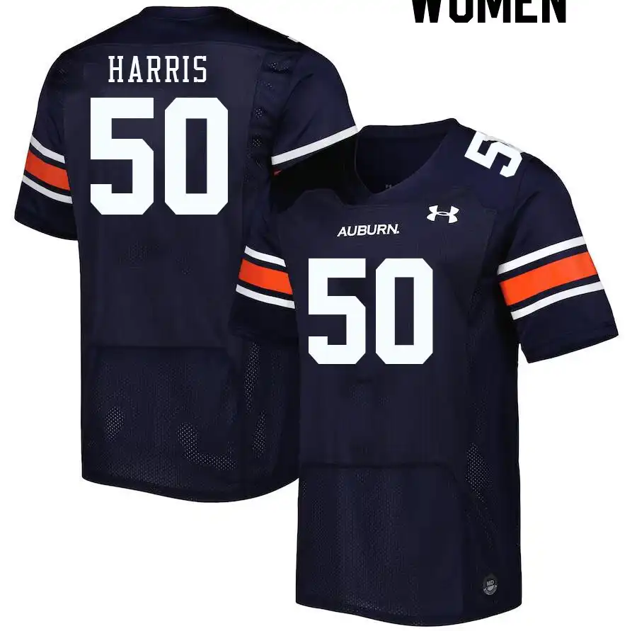 Auburn Tigers Marcus Harris Women's #50 Navy Stitched College Football Jersey