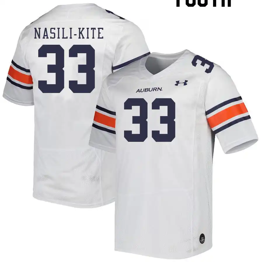 Auburn Tigers Mosiah Nasili-Kite Youth #33 White Stitched College Football Jersey