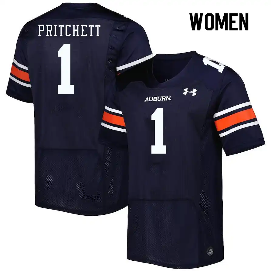 Auburn Tigers Nehemiah Pritchett Women's #1 Navy Stitched College Football Jersey