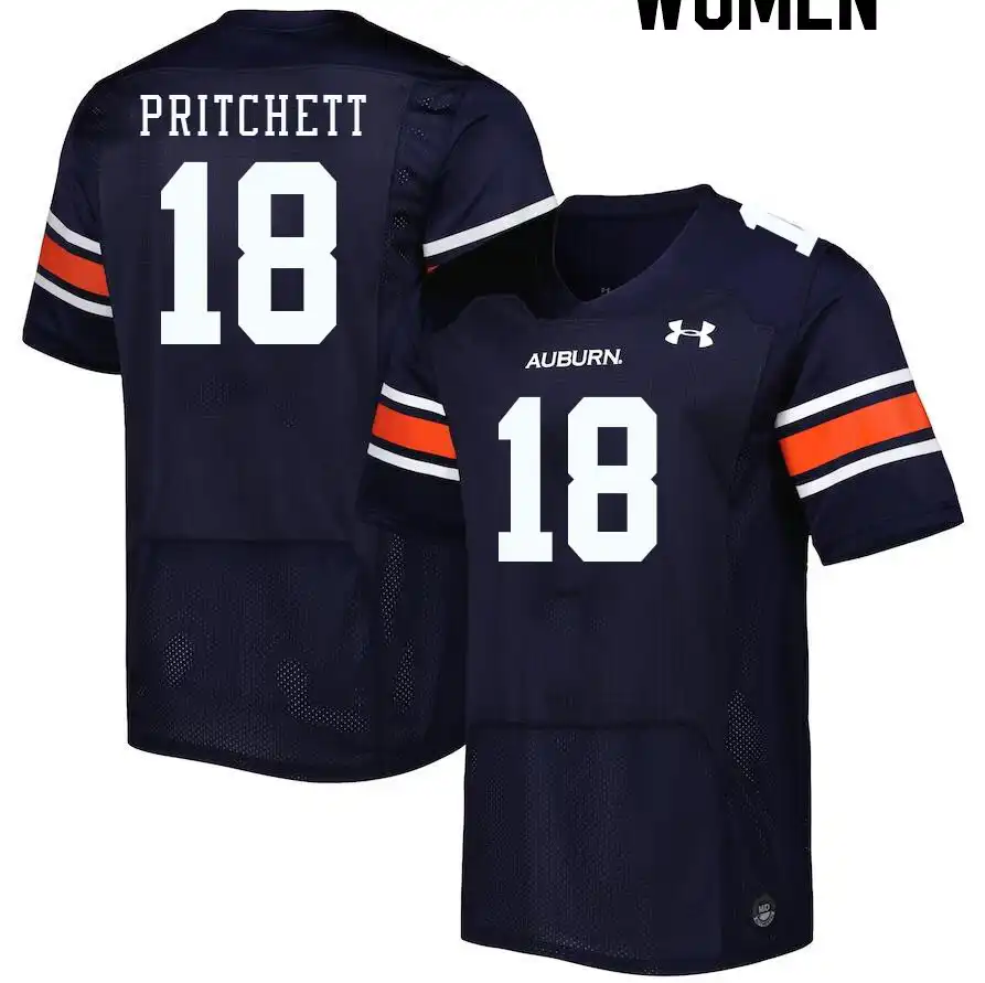 Auburn Tigers Nehemiah Pritchett Women's #18 Navy Stitched College Football Jersey