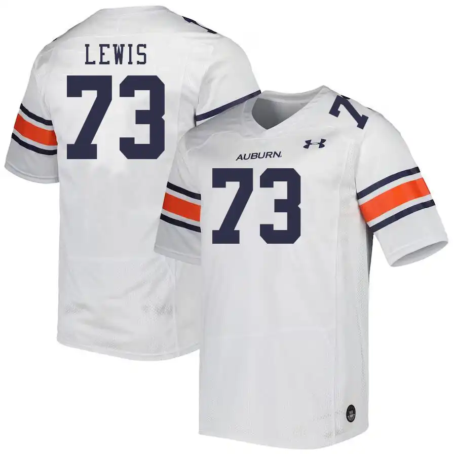 Auburn Tigers Percy Lewis Men's #73 White Stitched College Football Jersey