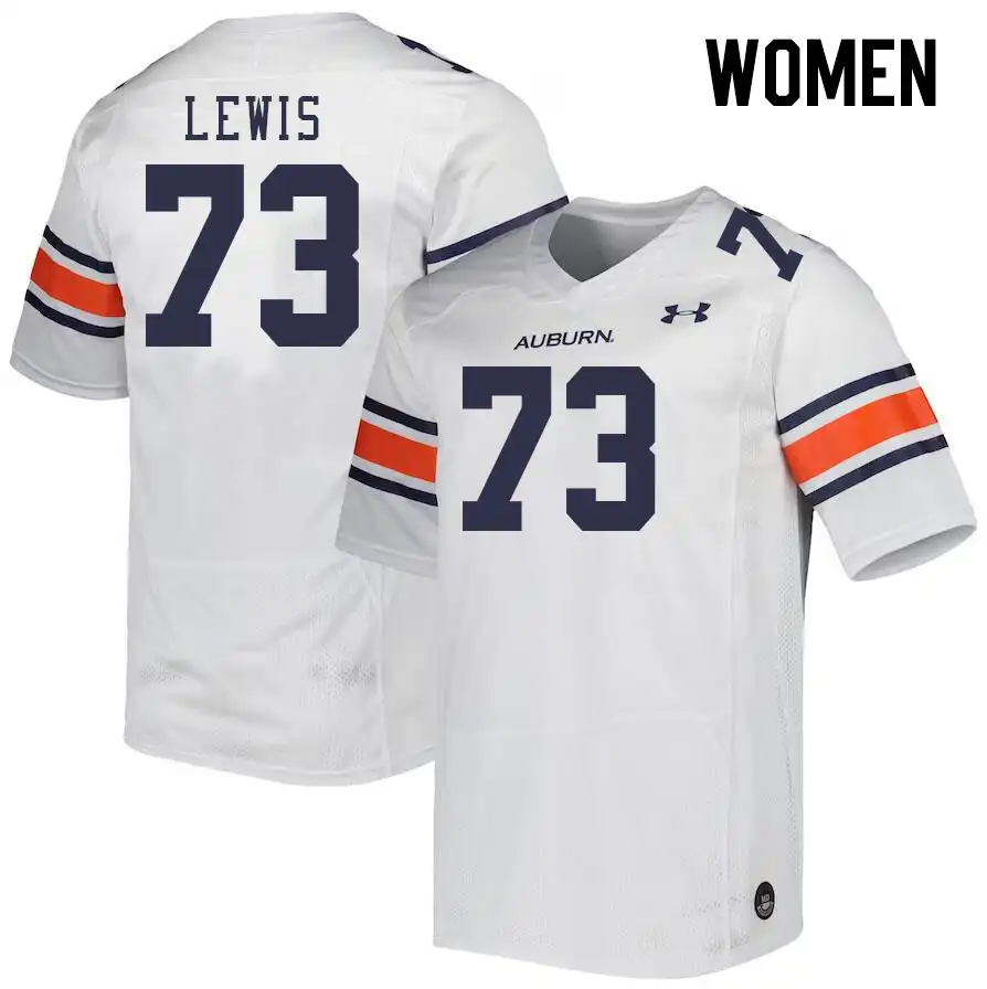 Auburn Tigers Percy Lewis Women's #73 White Stitched College Football Jersey