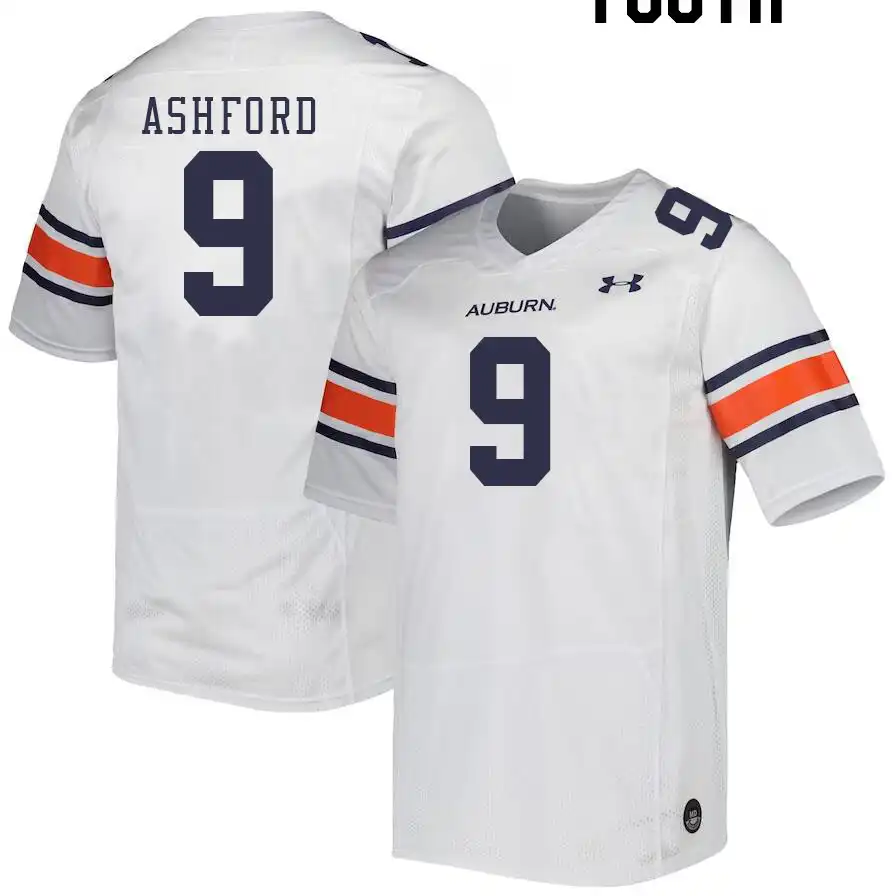 Auburn Tigers Robby Ashford Youth #9 White Stitched College Football Jersey