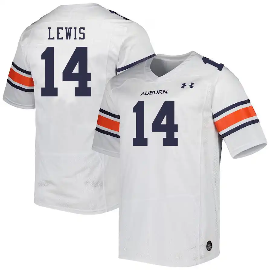 Auburn Tigers Robert Lewis Men's #14 White Stitched College Football Jersey