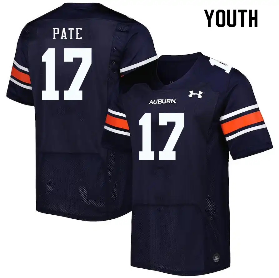 Auburn Tigers Sawyer Pate Youth #17 Navy Stitched College Football Jersey