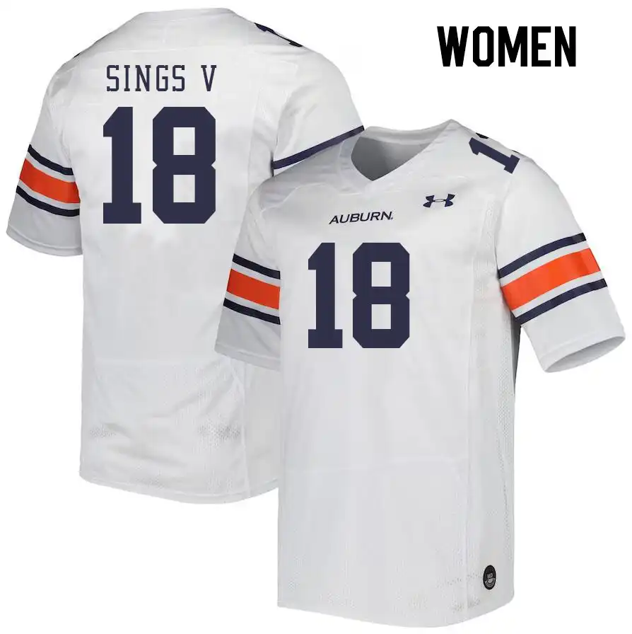 Auburn Tigers Stephen Sings V Women's #18 White Stitched College Football Jersey