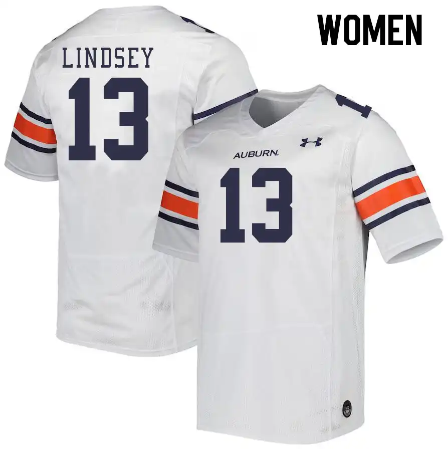 Auburn Tigers T.J. Lindsey Women's #13 White Stitched College Football Jersey