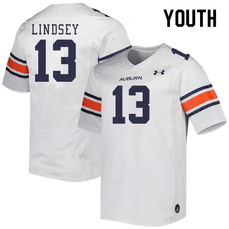 Auburn Tigers T.J. Lindsey Youth #13 White Stitched College Football Jersey