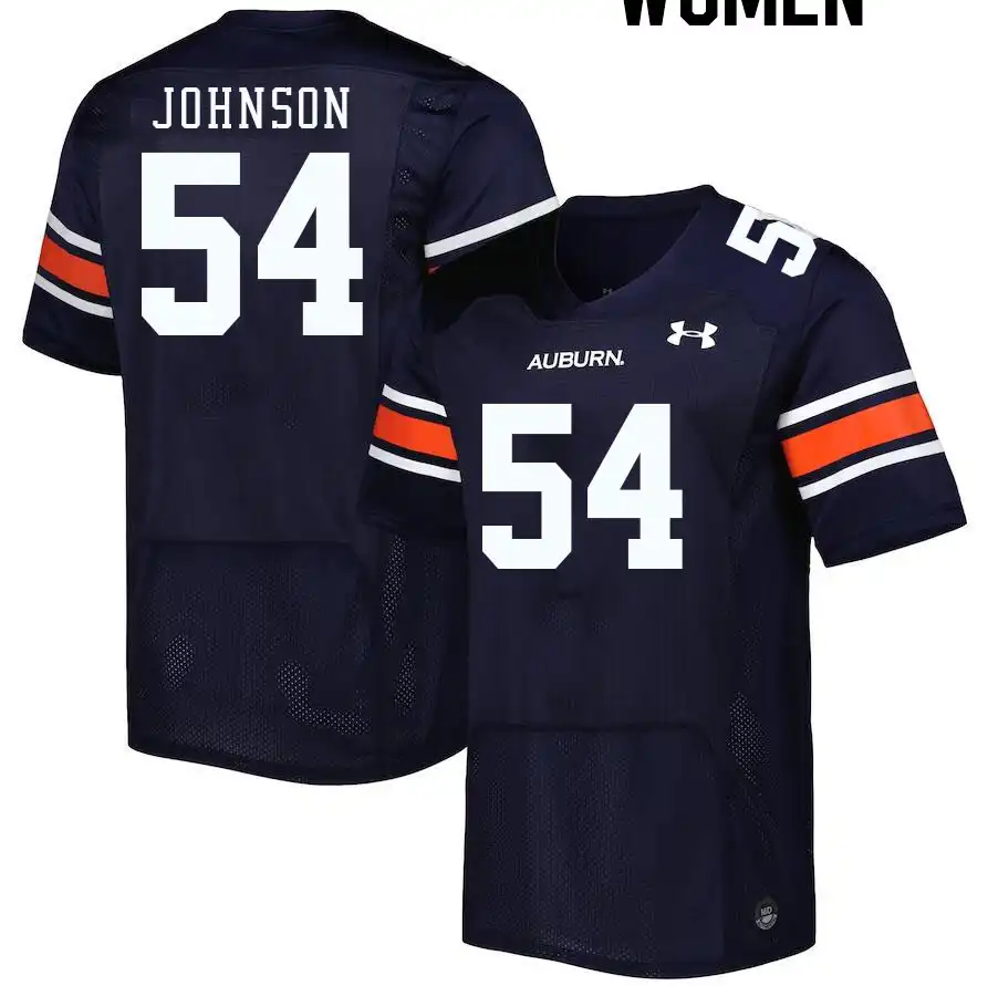 Auburn Tigers Tate Johnson Women's #54 Navy Stitched College Football Jersey