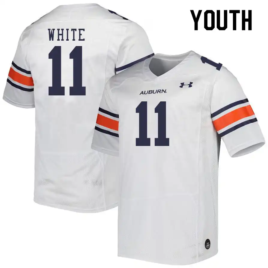 Auburn Tigers Walker White Youth #11 White Stitched College Football Jersey