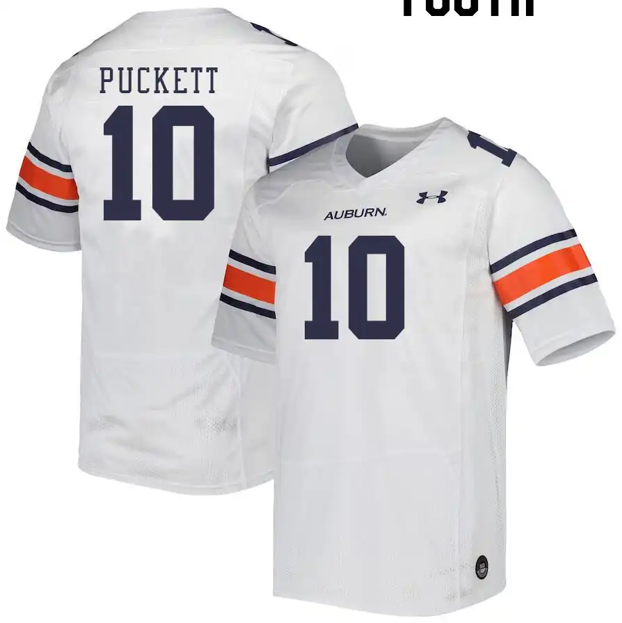 Auburn Tigers Zion Puckett Youth #10 White Stitched College Football Jersey